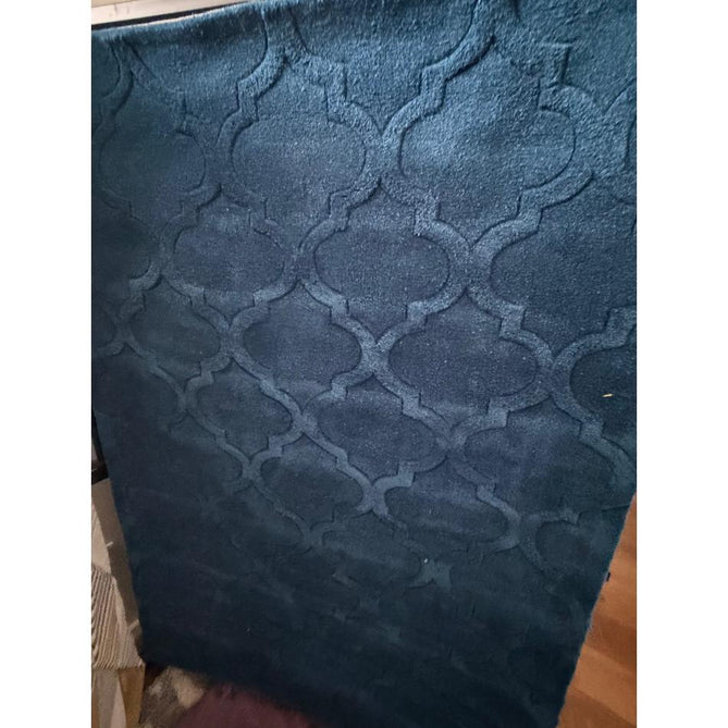 Hong Kong HK8583 Modern Geometric Hand-Tufted Soft Textured Hi-Lo Acrylic Navy Rug