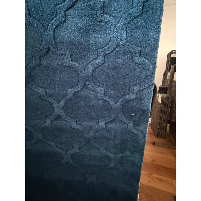 Hong Kong HK8583 Modern Geometric Hand-Tufted Soft Textured Hi-Lo Acrylic Navy Rug