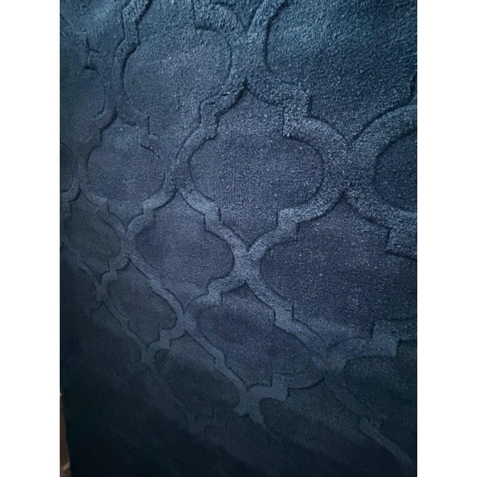 Hong Kong HK8583 Modern Geometric Hand-Tufted Soft Textured Hi-Lo Acrylic Navy Rug