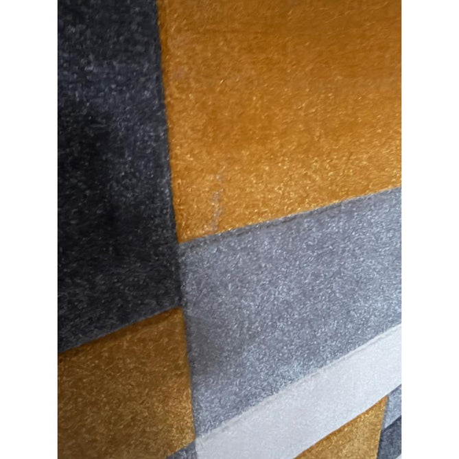 Matrix MT61 Modern Geometric Blocks Carved Soft Textured Easy-Care Durable Polypropylene Short Pile Grey/Yellow/Cream Rug