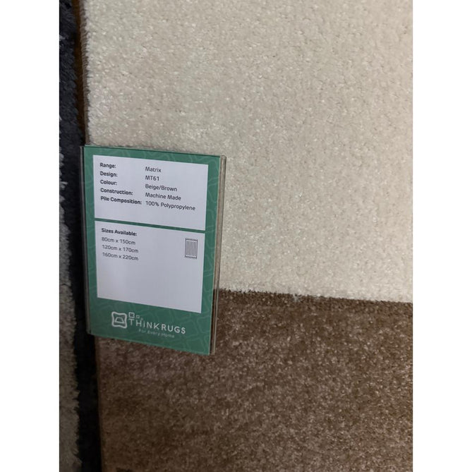Matrix MT61 Modern Geometric Blocks Carved Soft Textured Easy-Care Durable Polypropylene Short Pile Brown/Beige/Cream Rug