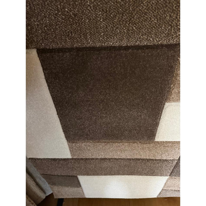 Matrix MT61 Modern Geometric Blocks Carved Soft Textured Easy-Care Durable Polypropylene Short Pile Brown/Beige/Cream Rug