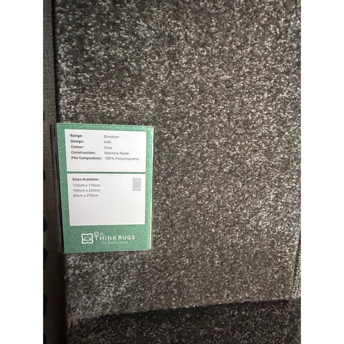Brooklyn 646 Modern Geometric Tile Blocks Soft Carved Durable Short Pile Grey/Cream Rug