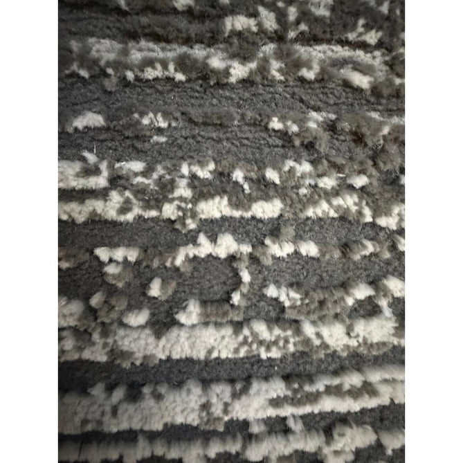 Washable Flores 1930 Modern Plain Tonal Lines Soft-Touch Textured Carved Hi-Lo Eco-Recycled Polyester Charcoal/Cream Rug