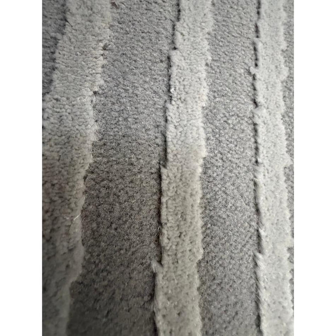Washable Flores 1924 Modern Plain Geometric Spiral Soft-Touch Textured Carved Hi-Lo Eco-Recycled Polyester Grey/Light Grey Rug