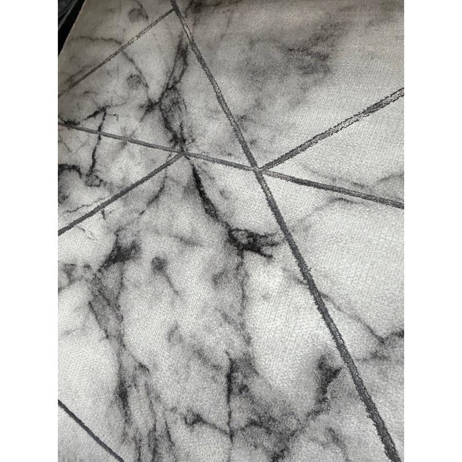 Craft 23299 Modern Geometric Marbled Soft Textured Grey/Ivory/Silver Rug