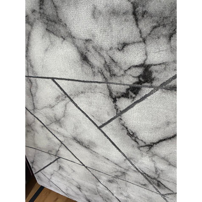 Craft 23299 Modern Geometric Marbled Soft Textured Grey/Ivory/Silver Rug