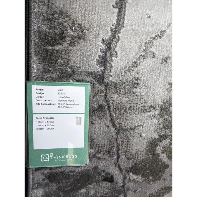 Craft 23270 Modern Abstract Marbled Soft Textured Ivory/Grey/Silver Rug