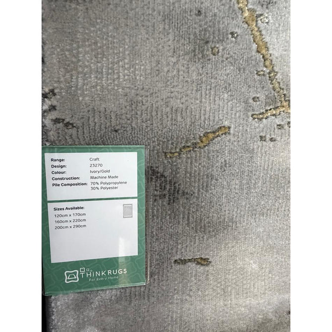 Craft 23270 Modern Abstract Marbled Soft Textured Ivory/Grey/Gold Rug