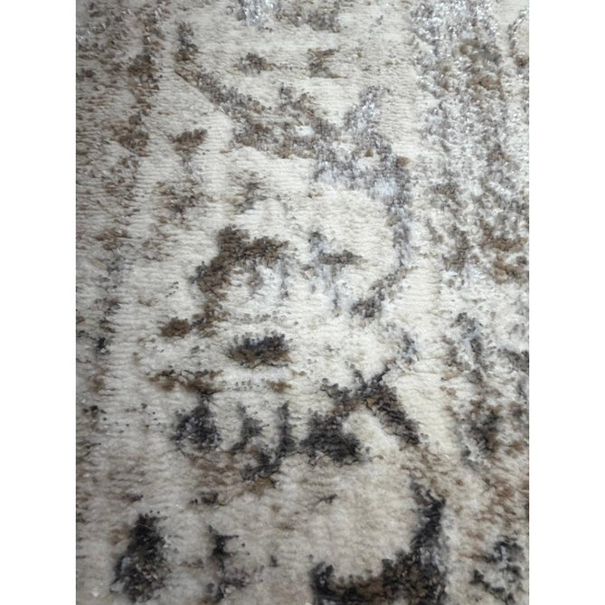 Creation 50112 Traditional Floral Medallion Border Metallic Shimmer Soft Textured Low Profile Short-Pile Beige/Ivory/Warm Taupe/Silver Rug