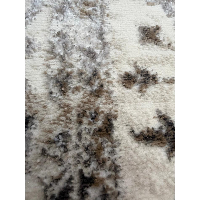 Creation 50112 Traditional Floral Medallion Border Metallic Shimmer Soft Textured Low Profile Short-Pile Beige/Ivory/Warm Taupe/Silver Rug