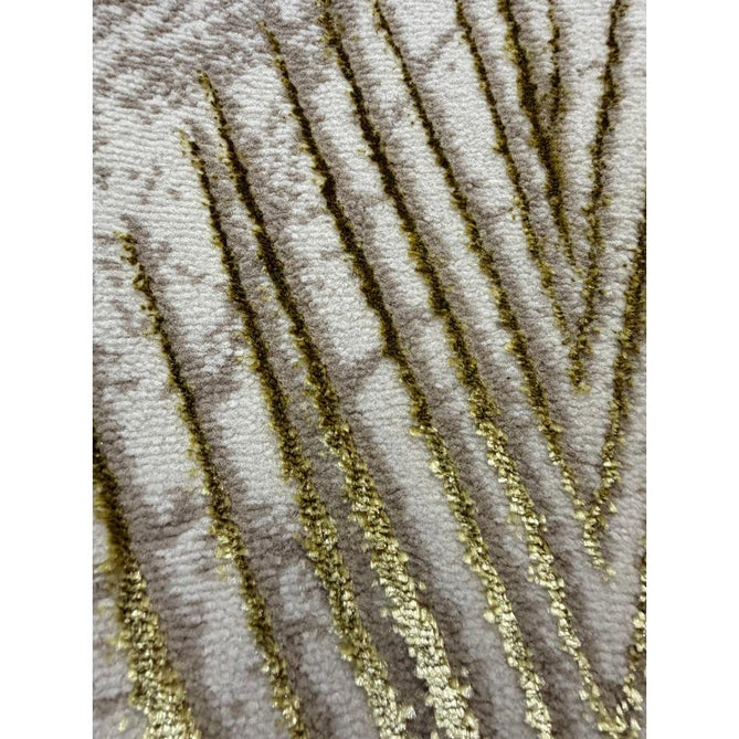 Creation 50051 Modern Botanical Ventation Distressed Metallic Shimmer Soft Textured Low Profile Short-Pile Beige/Gold Rug