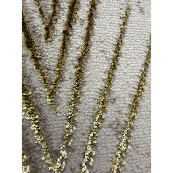 Creation 50051 Modern Botanical Ventation Distressed Metallic Shimmer Soft Textured Low Profile Short-Pile Beige/Gold Rug