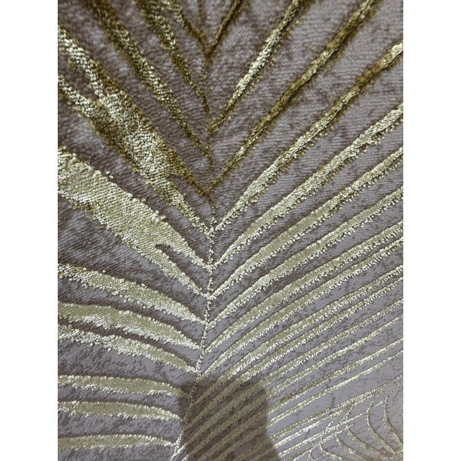 Creation 50051 Modern Botanical Ventation Distressed Metallic Shimmer Soft Textured Low Profile Short-Pile Beige/Gold Rug