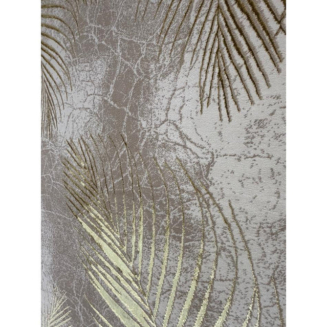 Creation 50051 Modern Botanical Ventation Distressed Metallic Shimmer Soft Textured Low Profile Short-Pile Beige/Gold Rug