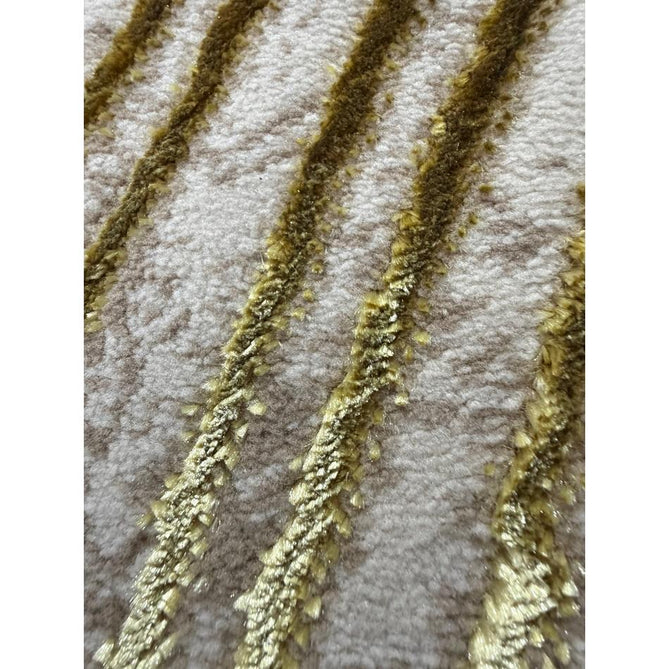 Creation 50051 Modern Botanical Ventation Distressed Metallic Shimmer Soft Textured Low Profile Short-Pile Beige/Gold Rug
