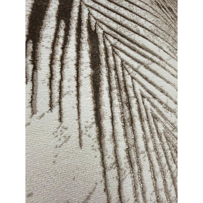 Creation 50051 Modern Botanical Ventation Distressed Metallic Shimmer Soft Textured Low Profile Short-Pile Beige/Bronze Rug