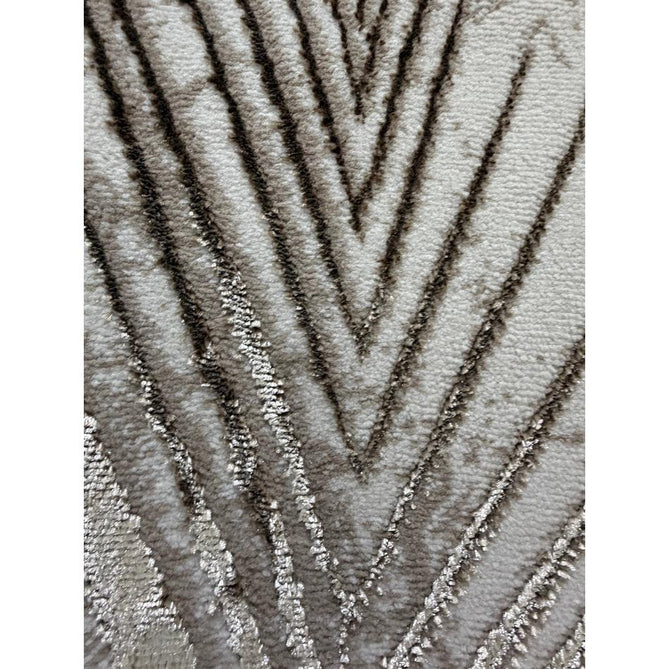 Creation 50051 Modern Botanical Ventation Distressed Metallic Shimmer Soft Textured Low Profile Short-Pile Beige/Bronze Rug
