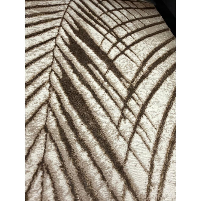 Creation 50051 Modern Botanical Ventation Distressed Metallic Shimmer Soft Textured Low Profile Short-Pile Beige/Bronze Rug