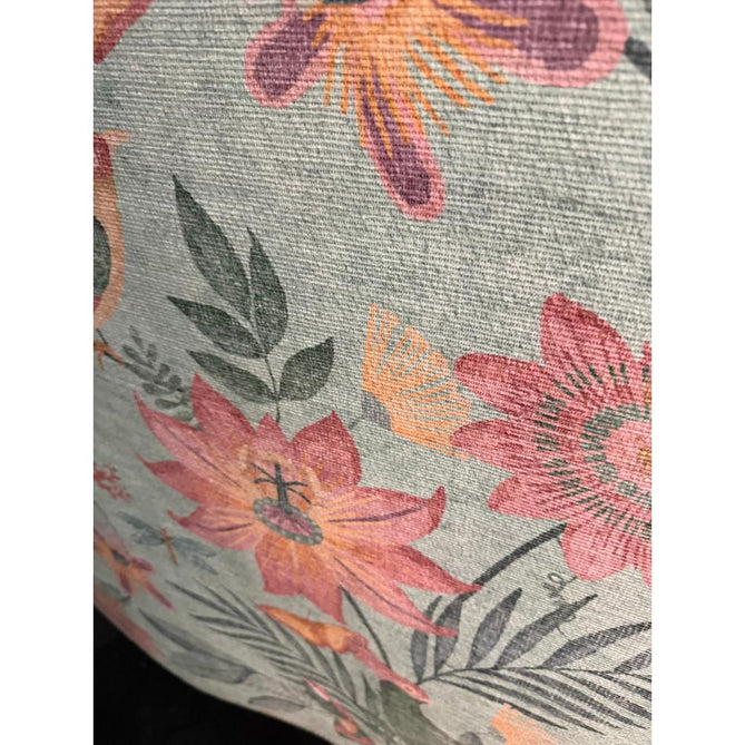 Washable Catherine Lansfield Amaya Tropical Birds Lightweight Printed Polyester Flatweave Aqua Green/Coral Pink/Peach Rug