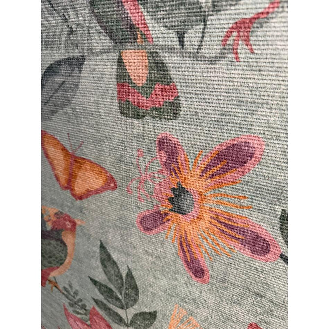 Washable Catherine Lansfield Amaya Tropical Birds Lightweight Printed Polyester Aqua Green/Coral Pink/Peach Flatweave Runner