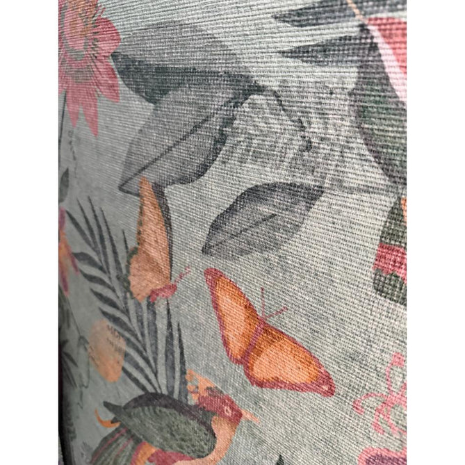 Washable Catherine Lansfield Amaya Tropical Birds Lightweight Printed Polyester Flatweave Aqua Green/Coral Pink/Peach Rug