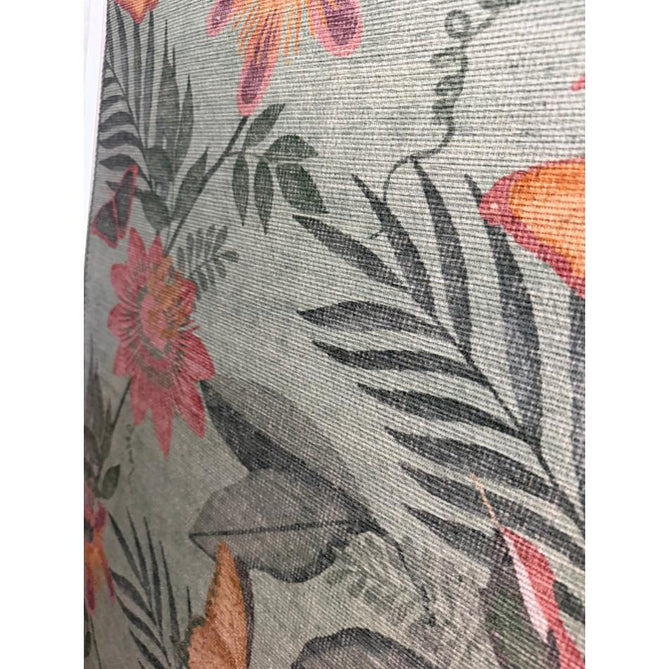 Washable Catherine Lansfield Amaya Tropical Birds Lightweight Printed Polyester Aqua Green/Coral Pink/Peach Flatweave Runner
