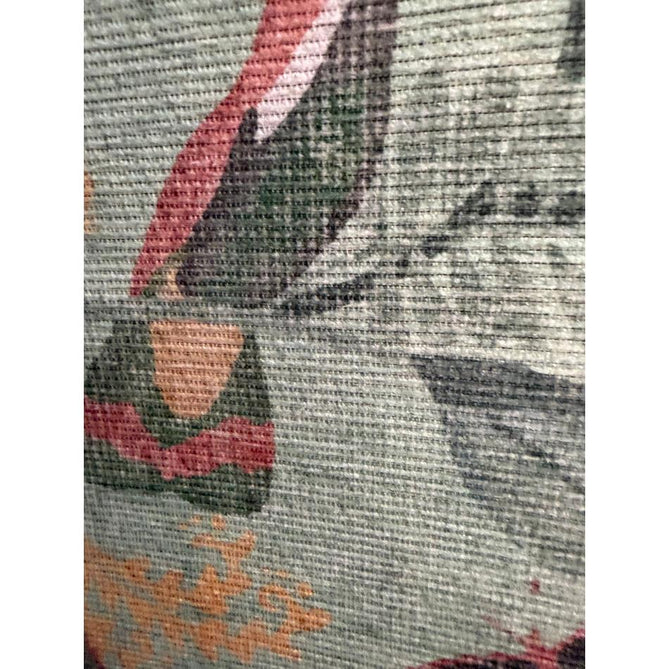 Washable Catherine Lansfield Amaya Tropical Birds Lightweight Printed Polyester Aqua Green/Coral Pink/Peach Flatweave Runner