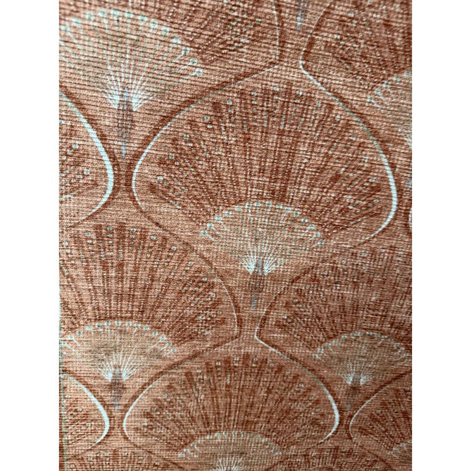 Washable Catherine Lansfield Deco Peacock Lightweight Printed Polyester Flatweave Terracotta Rug