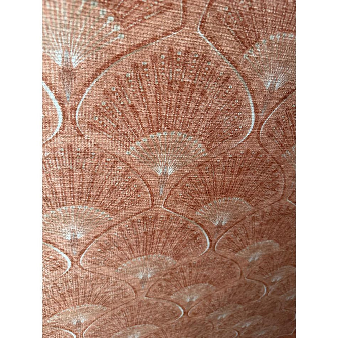 Washable Catherine Lansfield Deco Peacock Lightweight Printed Polyester Flatweave Terracotta Rug