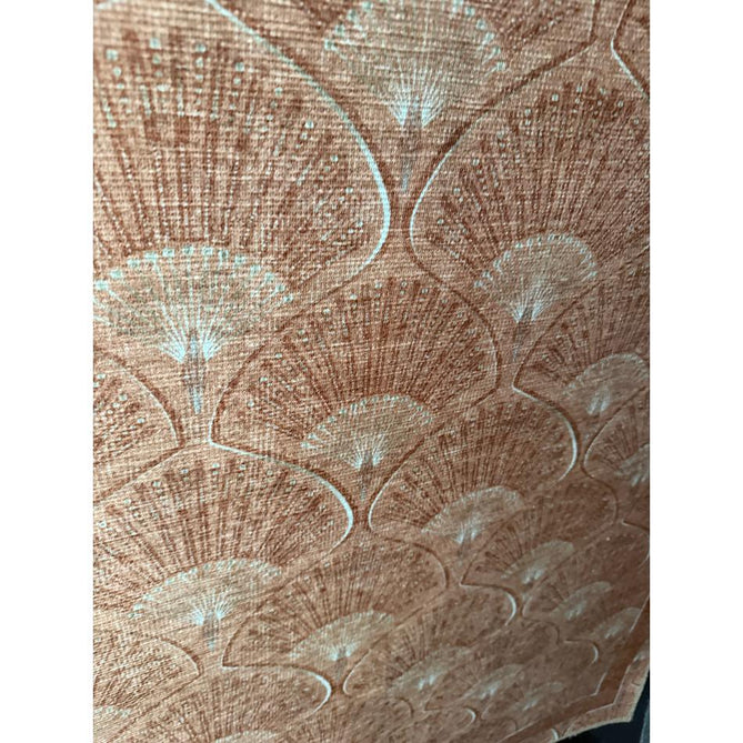 Washable Catherine Lansfield Deco Peacock Lightweight Printed Polyester Flatweave Terracotta Rug