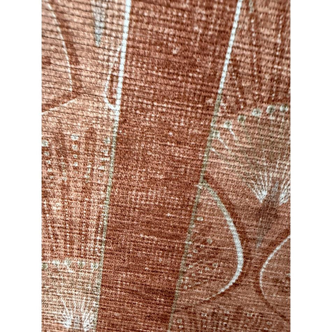 Washable Catherine Lansfield Deco Peacock Lightweight Printed Polyester Flatweave Terracotta Rug