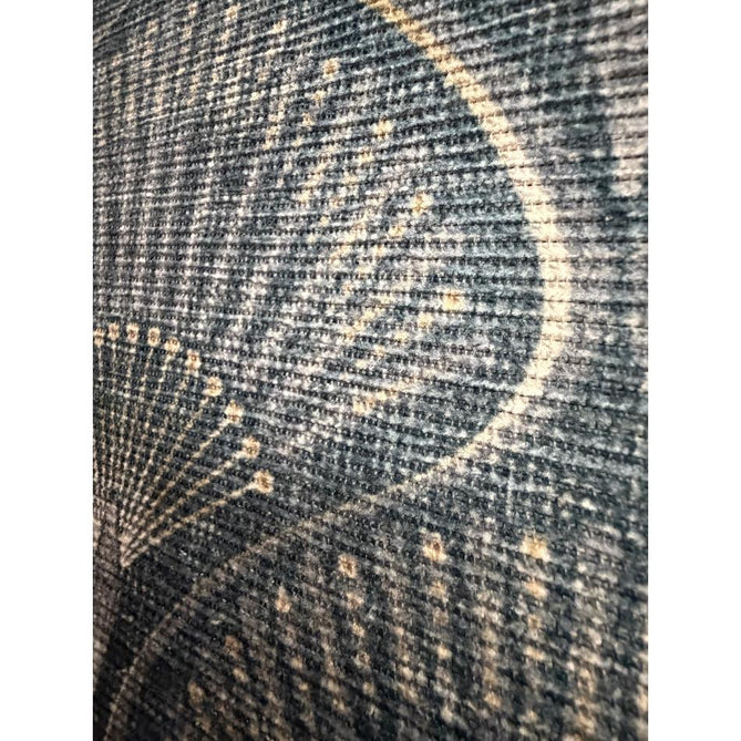 Washable Catherine Lansfield Deco Peacock Lightweight Printed Polyester Flatweave Blue Rug