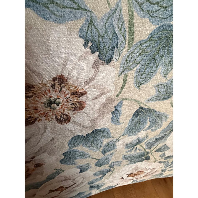Washable Harlequin Florent Sailcloth Modern Floral Botanical Textured Lightweight Printed Recycled Polyester Flatweave Sailcloth Blue/Ivory/Sky/Warm Ochre Rug
