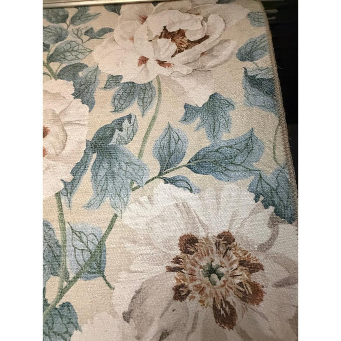 Washable Harlequin Florent Sailcloth Modern Floral Botanical Textured Lightweight Printed Recycled Polyester Flatweave Sailcloth Blue/Ivory/Sky/Warm Ochre Rug