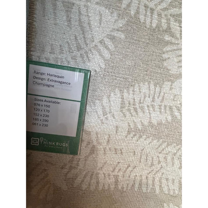 Washable Harlequin Extravagance Champagne Modern Floral Botanical Textured Lightweight Printed Recycled Polyester Flatweave Champagne Ivory/Pale Sand Beige/Soft Linen Rug