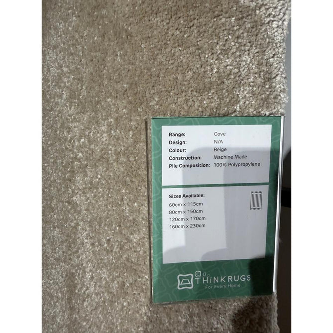 Washable Cove Modern Tonal Plain Soft-Touch Textured Sleek Low Profile Polypropylene Shaggy Pile Beige Rug