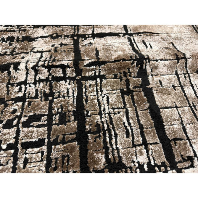Belgravia Nexus BLG03 Modern Abstract Distressed Grid Metallic Shimmer Soft Textured Hi-Lo Polyblend Short Pile Warm Mocha/Taupe/Ivory/Charcoal/Stone Grey/Sand Rug
