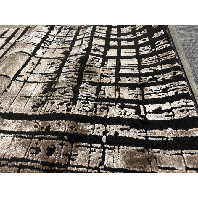 Belgravia Nexus BLG03 Modern Abstract Distressed Grid Metallic Shimmer Soft Textured Hi-Lo Polyblend Short Pile Warm Mocha/Taupe/Ivory/Charcoal/Stone Grey/Sand Rug