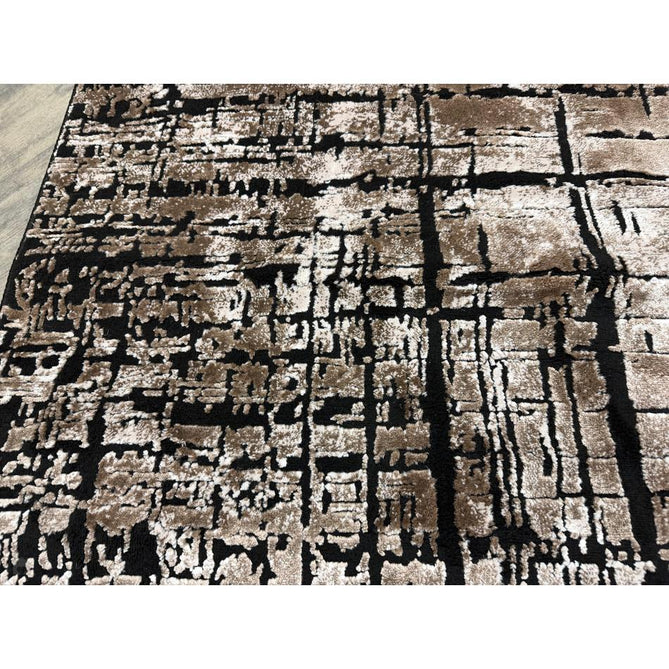 Belgravia Nexus BLG03 Modern Abstract Distressed Grid Metallic Shimmer Soft Textured Hi-Lo Polyblend Short Pile Warm Mocha/Taupe/Ivory/Charcoal/Stone Grey/Sand Rug