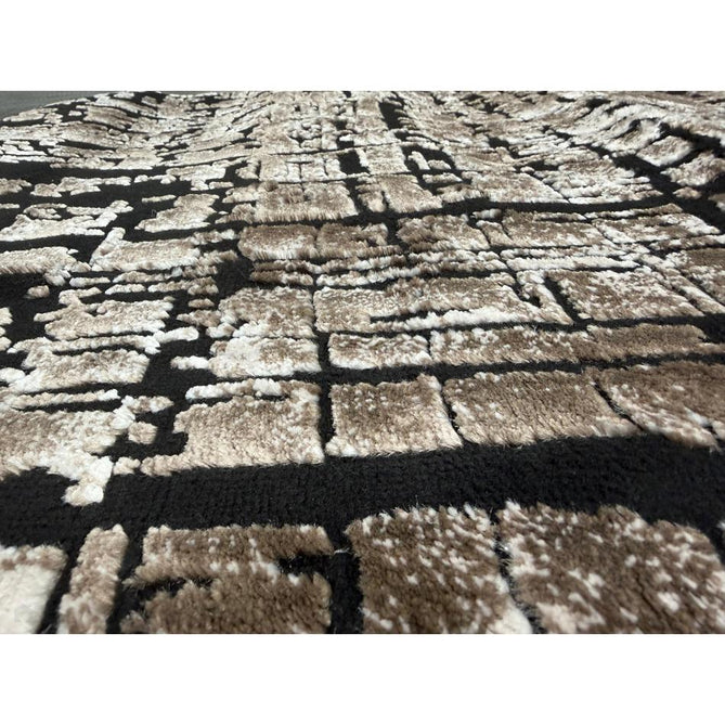 Belgravia Nexus BLG03 Modern Abstract Distressed Grid Metallic Shimmer Soft Textured Hi-Lo Polyblend Short Pile Warm Mocha/Taupe/Ivory/Charcoal/Stone Grey/Sand Rug