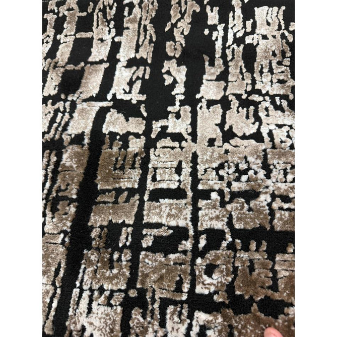 Belgravia Nexus BLG03 Modern Abstract Distressed Grid Metallic Shimmer Soft Textured Hi-Lo Polyblend Short Pile Warm Mocha/Taupe/Ivory/Charcoal/Stone Grey/Sand Rug