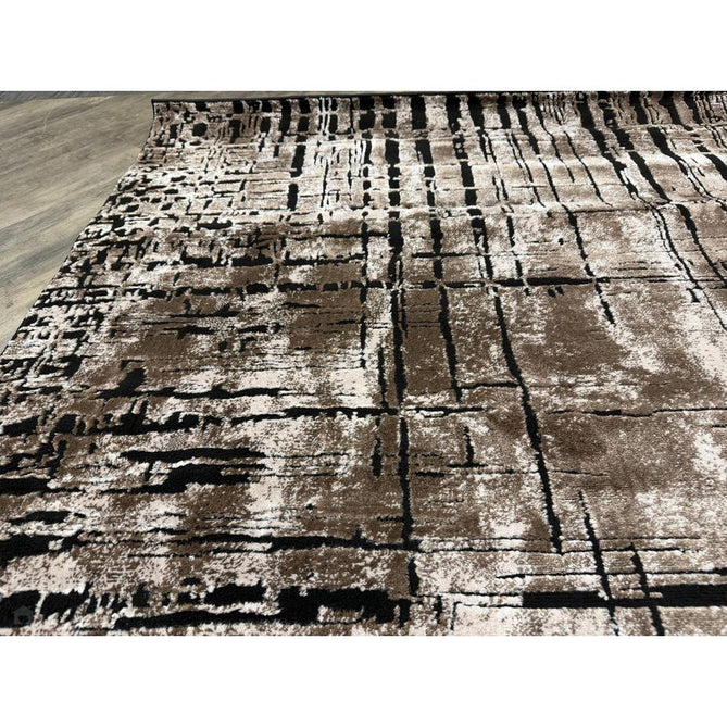 Belgravia Nexus BLG03 Modern Abstract Distressed Grid Metallic Shimmer Soft Textured Hi-Lo Polyblend Short Pile Warm Mocha/Taupe/Ivory/Charcoal/Stone Grey/Sand Rug