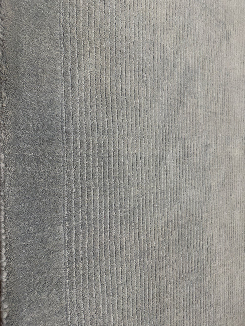 York Modern Plain Textured Subtle Ribbed Stripe Contrast Smooth Border Hand-Woven Wool Duck Egg Rug