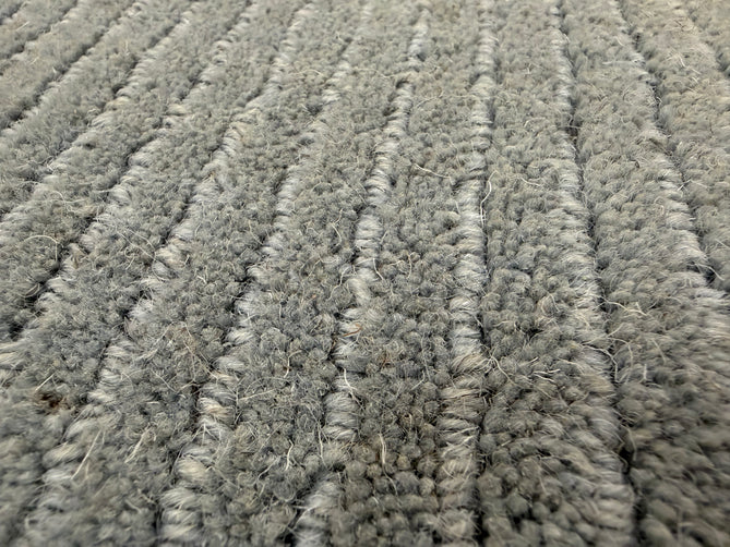York Modern Plain Textured Subtle Ribbed Stripe Contrast Smooth Border Hand-Woven Wool Duck Egg Rug