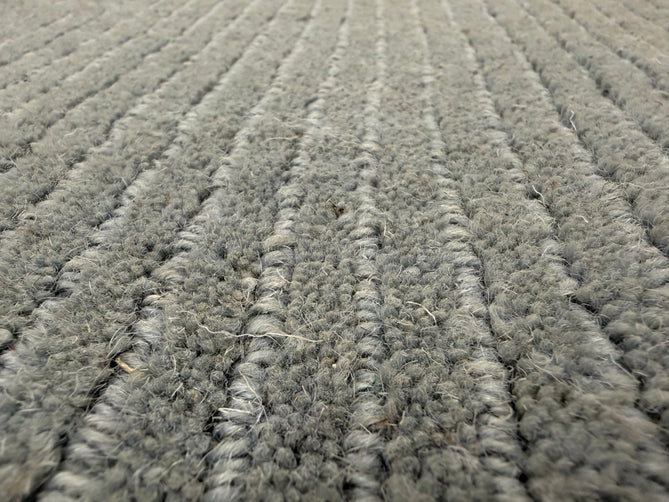 York Modern Plain Textured Subtle Ribbed Stripe Contrast Smooth Border Hand-Woven Wool Duck Egg Rug