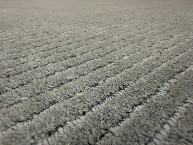 York Modern Plain Textured Subtle Ribbed Stripe Contrast Smooth Border Hand-Woven Wool Duck Egg Rug