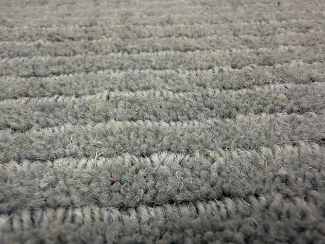 York Modern Plain Textured Subtle Ribbed Stripe Contrast Smooth Border Hand-Woven Wool Duck Egg Rug