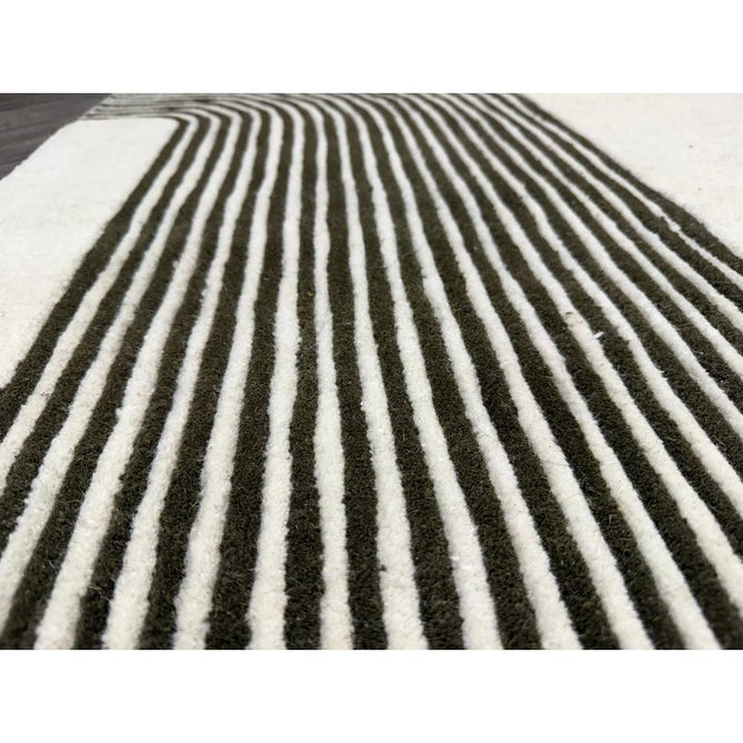 Matrix MAX86 Arches Modern Geometric Hand-Woven High-Density Soft Textured Shimmer Wool & Viscose Blend Soft Ivory/Deep Forest Green Rug