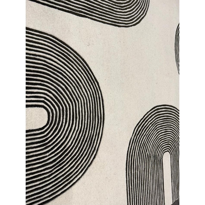 Matrix MAX86 Arches Modern Geometric Hand-Woven High-Density Soft Textured Shimmer Wool & Viscose Blend Soft Ivory/Deep Forest Green Rug